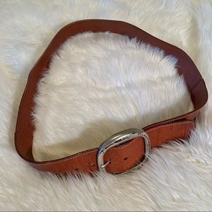 Brown oversized leather belt